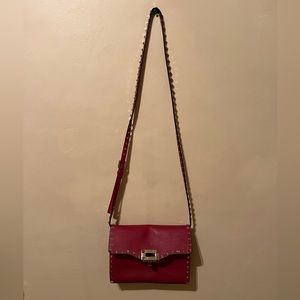 Valentino red rockstud envelope crossbody bag